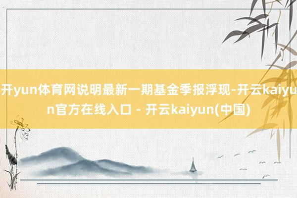 开yun体育网说明最新一期基金季报浮现-开云kaiyun官方在线入口 - 开云kaiyun(中国)