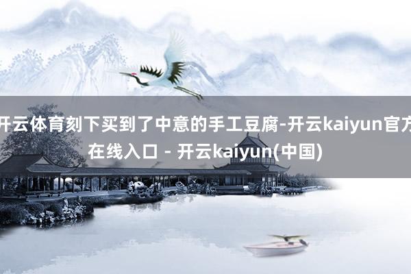 开云体育刻下买到了中意的手工豆腐-开云kaiyun官方在线入口 - 开云kaiyun(中国)
